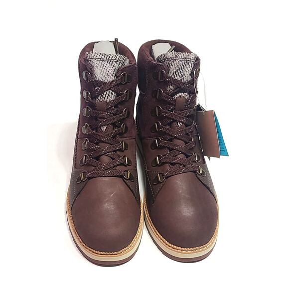 TOMS mesa waterproof Forest Brown Oiled Nubuck Suede Boots women's size 7.5 - Picture 2 of 9